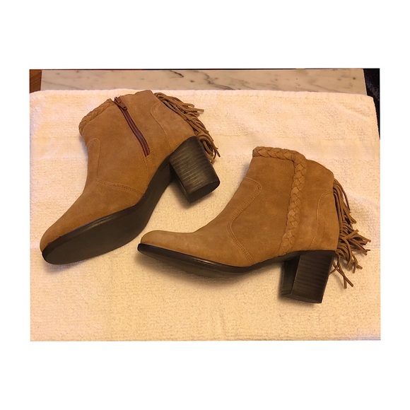 Suede Fringe Western Ankle Boots - Picture 2 of 4